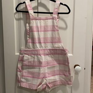 UO square beck striped shortall overall